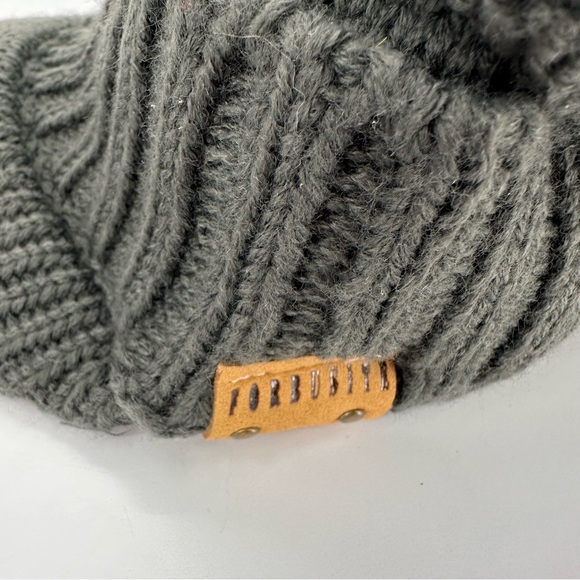 NWT Forbusite Fleece Lined Knit Slouchy Beanie Winter Hat with Visor Gray - Picture 2 of 10